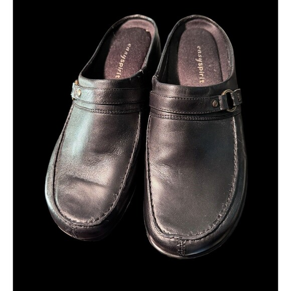 Easy Spirit Woman’s Comfort Esdonnica Black Smooth Leather Mules 7 1/2 M - Picture 5 of 13